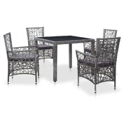 5 Piece Outdoor Dining Set Poly Rattan Grey