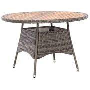 Garden Table Grey 115x74 cm Poly Rattan and Acacia Wood