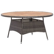 Garden Table Grey 150x74 cm Poly Rattan and Acacia Wood