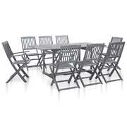 9 Piece Garden Dining Set Solid Acacia Wood Grey