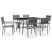 7 Piece Outdoor Dining Set Poly Rattan Grey