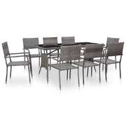 9 Piece Outdoor Dining Set Poly Rattan Grey