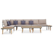 5 Piece Garden Lounge Set with Cushions Solid Acacia Wood Brown