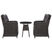 Garden Chairs 2 pcs with Tea Table Poly Rattan Black