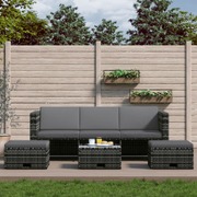 4 Piece Garden Lounge Set with Cushions Poly Rattan Grey