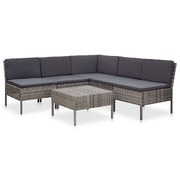 6 Piece Garden Lounge Set with Cushions Poly Rattan Grey