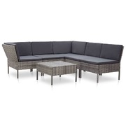 6 Piece Garden Lounge Set with Cushions Poly Rattan Grey