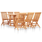 7 Piece Folding Outdoor Dining Set Solid Teak Wood