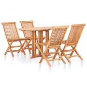 5 Piece Folding Outdoor Dining Set Solid Teak Wood