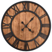 Vintage Wall Clock with Quartz Movement Wood and Metal  XXL