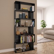 Book Cabinet Room Divider High Gloss Black Chipboard