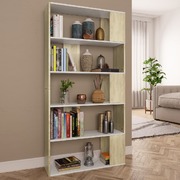 Book Cabinet/Room Divider  White and  Sonoma Oak Chipboard