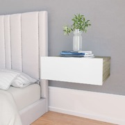 Floating Nightstand White and Sonoma Oak Chipboard