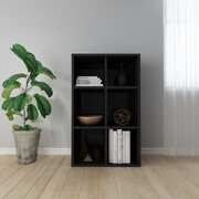 Book Cabinet-Sideboard High Gloss Black Chipboard