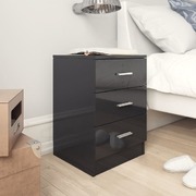 Bedside Cabinet High Gloss Black - Chipboard