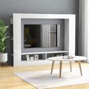 TV  Cabinet High Gloss White Chipboard