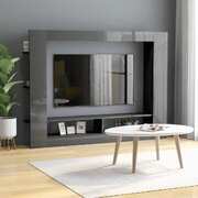 TV Cabinet High Gloss  Grey Chipboard