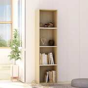 Book Cabinet White and Sonoma Oak 40x30x151.5 cm Chipboard