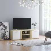 TV Cabinet White and Sonoma Oak 120x34x37 cm Chipboard