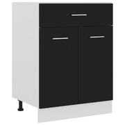 Drawer Bottom Cabinet Black Engineered Wood Kitchen Storage Cupboard