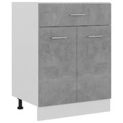 Drawer Bottom Cabinet Concrete Grey  Engineered Wood Kitchen Storage Shelf