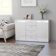 Sideboard High Gloss White 120x35.5x75 cm Chipboard