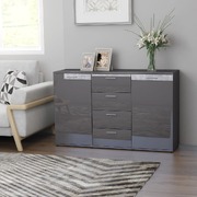 Sideboard High Gloss Grey 120x35.5x75 cm Chipboard