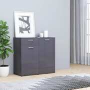 Sideboard High Gloss Grey 80x36x75 cm Chipboard