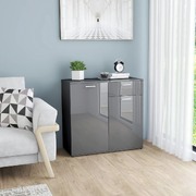 Sideboard High Gloss Grey 80x36x75 cm Chipboard