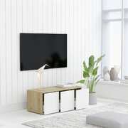 TV Cabinet White and Sonoma Oak 80x34x30 cm Chipboard