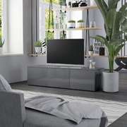 TV Cabinet High Gloss Grey 120x34x30 cm Chipboard