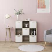 Book Cabinet White and Sonoma Oak 90x30x90 cm Chipboard