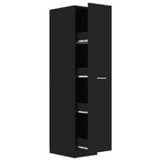 Apothecary Cabinet Black Engineered Wood - Home Organiser Storage Cabinet