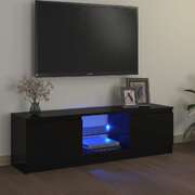 TV Cabinet with LED Lights Black 