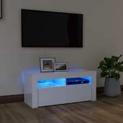 TV Cabinet with LED Lights High Gloss White 