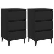 Bed Cabinet with Metal Legs 2 pcs Black 