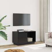 TV Cabinet Black Solid Wood Pine