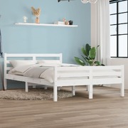 Bed Frame White Solid Wood 5FT King Size