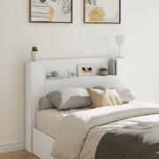 Headboard Cabinet with LED - White