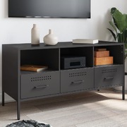 Modern Black TV Cabinet Featuring Cold-Rolled Steel  Sleek and Sturdy Design