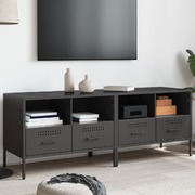 Sleek & Durable: 2-Piece Black Cold-Rolled Steel TV Cabinets