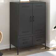 Highboard Black Cold-Rolled Steel  Elegant and Durable Design