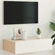 Stylish TV Cabinet with LED Lights in White for a Modern Living Room