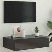 Sleek and Modern Gloss Grey TV Cabinet with LED Lights