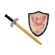 Wooden Medieval Sword & Shield Dragon Kids/Childrens Toy 3Y+