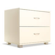 Bedside Table with Drawers MDF Cabinet Storage - White