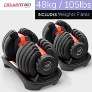 Adjustable Dumbbells Set Home Gym Exercise Free Weights 48kg w/ Stand