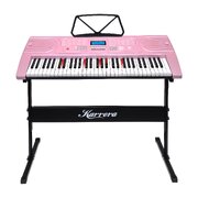 61-Key Electronic LED Piano Keyboard with Stand - Pink