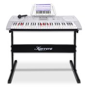 61-Key Electronic LED Keyboard Piano with Stand - Silver