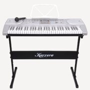 61-Key Electronic Keyboard Piano with Stand - Silver